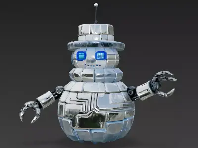 Futuristic Sci-Fi Robotic Snowman 3D Model Low-poly 3D model