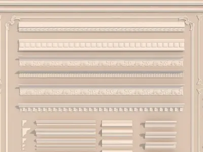 Collection stucco molding frame plaster column Low-poly 3D model