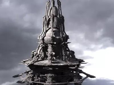 Dark Skeleton Spine Tower 3D model