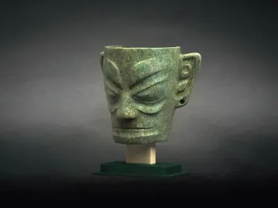 Sanxingdui ancient sacrificial mask civilization bronze  3D model