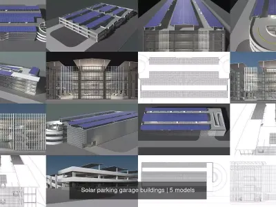 Solar parking garage buildings 3D Model Pack