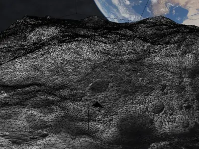 Moon Surface 360 Environment with Earth Low-poly 3D model