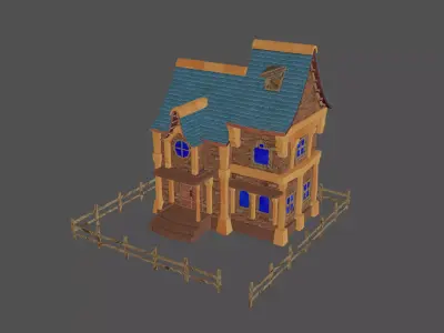 stylized medieval house Low-poly 3D model purchase