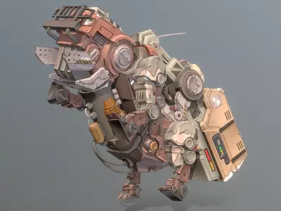 CYBORG Robotic BULLDOG Roaring Threat fbx png 3D model