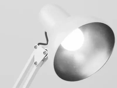 Desk Lamp Flexo White - PBR metal desk lamp 3D model