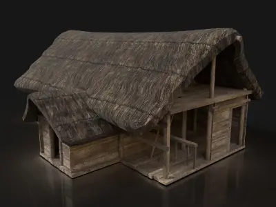 Next Gen AAA FANTASY MEDIEVAL WOODEN SIMPLE THATCHED HUT Low-poly 3D model