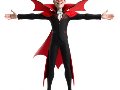 Vampire Character with Red Cape Model Pack Low-poly 3D model