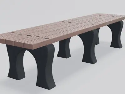 Outdoor Wooden Bench 1 Low-poly 3D model
