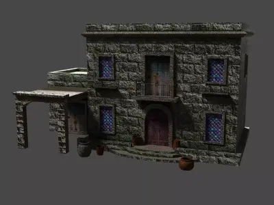 Building in the Middle Eastern style PBR Low-poly game ready Low-poly 3D model