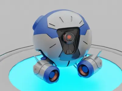 Ball Droid rigged - animated character 3D model