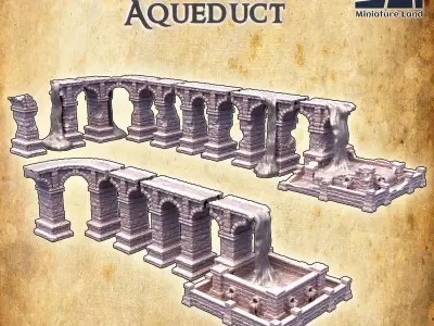Ruined Aqueduct Tabletop terrain 28 MM 3D print model