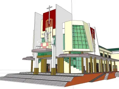 Architecture-Religion-God-Culture-Temple-0301 church with ste... 3D model