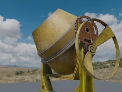 3D Cement Machine for Games and Cinematics Low-poly 3D model