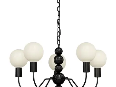 Modern Black Globe Chandelier White Glass 3D model