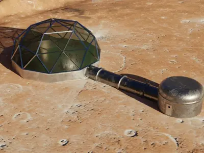 Martian - Moon base 3D model Low-poly 3D model