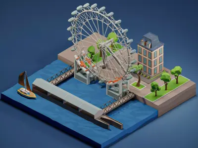 London Eye Low-poly 3D model