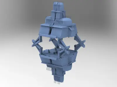 Floating cyberpunk tower 10 3D model