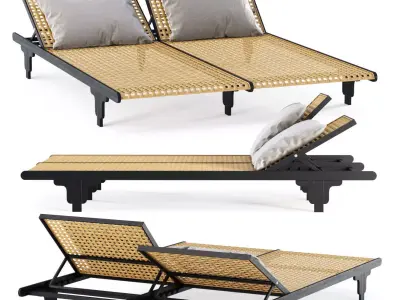 Lola rattan double sunbed LS11D by Bpoint Design  3D model