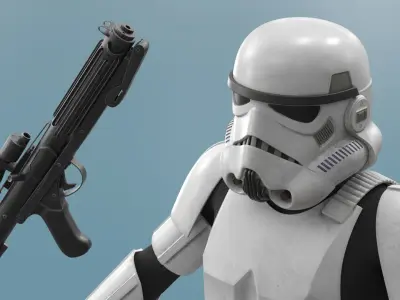  Star Wars Imperial Stormtrooper and Blaster Dirty A-Pose 