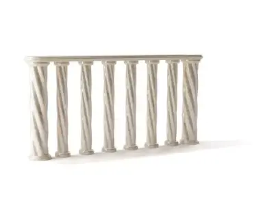 White Wood Spiral Railing 3D model