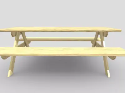 Picnic Light Wood Low-poly 3D model