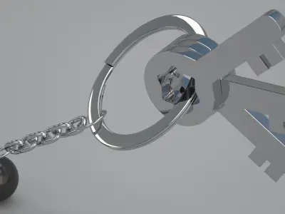 8 Snooker Ball with Keychain 3D model