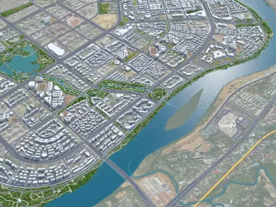 Ganzhou Jiangxi China 50km Low-poly 3D model