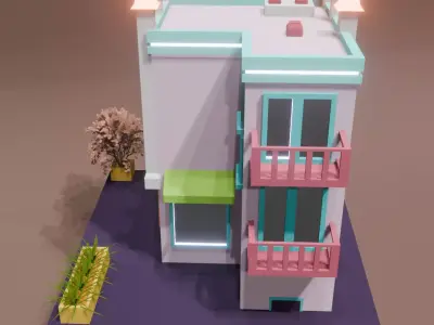 LOW POLY  BUILDING Low-poly 3D model