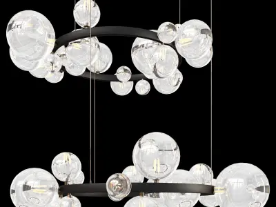 Ring chandeliers and lamps IONA Low-poly 3D model