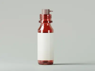 Brown Liquid Glass Medicine Bottle 3D Model Low-poly 3D model