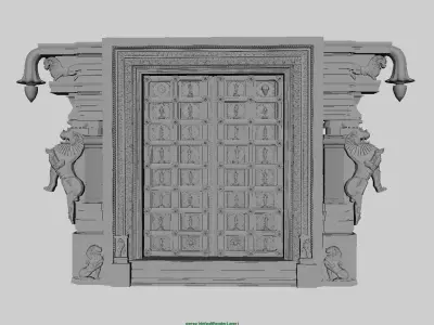 dasavathar vishnu traditional temple door 3D model