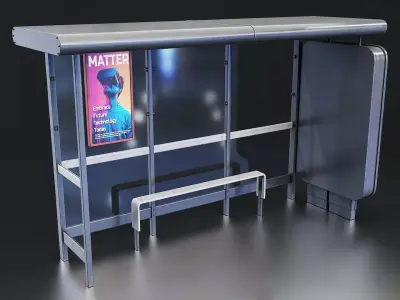 Modern Bus Stop Shelter Low-poly 3D model