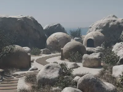 Desert Village Oasis 3D model