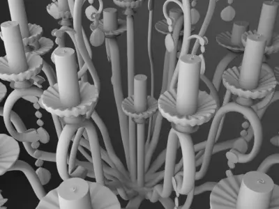 Big Vintage Chandelier Low-poly 3D model