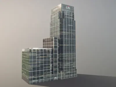 London 25 Canada Square 33 Canada Square Low-poly 3D model
