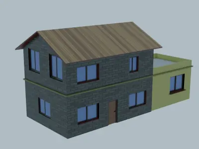 3d low poly house model Low-poly 3D model