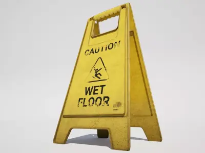  Wet Floor Sign Low-poly 3D model