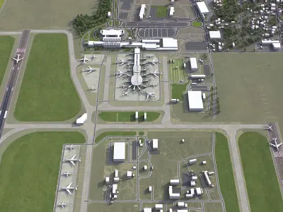Bucharest - Henri Coanda Airport - OTP Low-poly 3D model