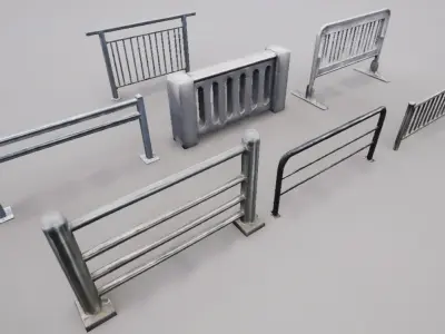 Modular Railing Pack Low-poly 3D model