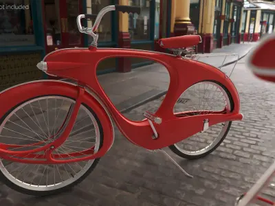  Collectible Retro Cruiser Bicycle Red Rigged for Cinema 4D 