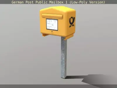 German Post Public Mailbox 1 Low-Poly Version  Low-poly 3D model