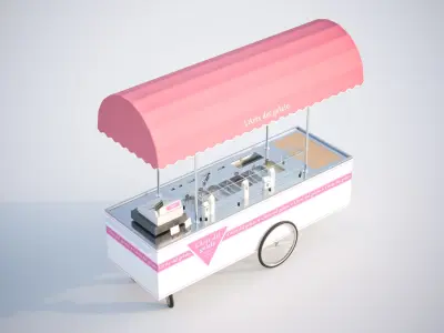 Mobile ice cream cart 3D model