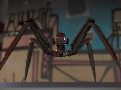 Bloody Gun Bot Low-poly 3D model