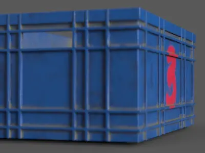 low-poly box crate with number Low-poly 3D model