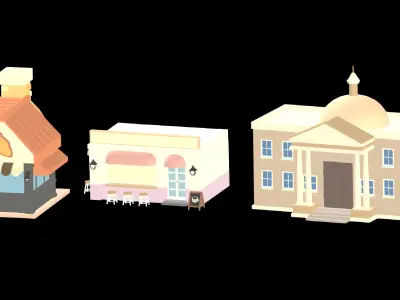 3D Casual Props Building Low-poly 3D model