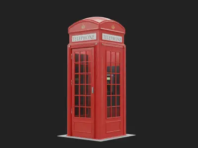 London Red Phonebooth Low-poly 3D model