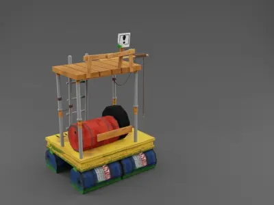 Water floating platforms Low-poly 3D model