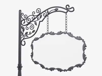 Forged column with hanging board 06 3D model
