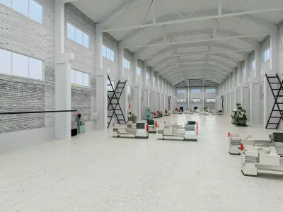 Warehouse Factory Low-poly 3D model