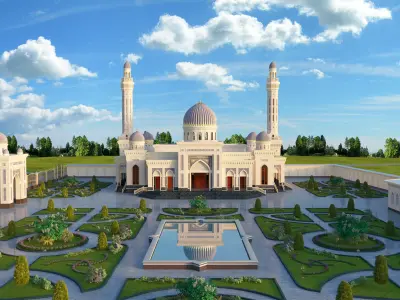 Mosque with architectural design 3D model